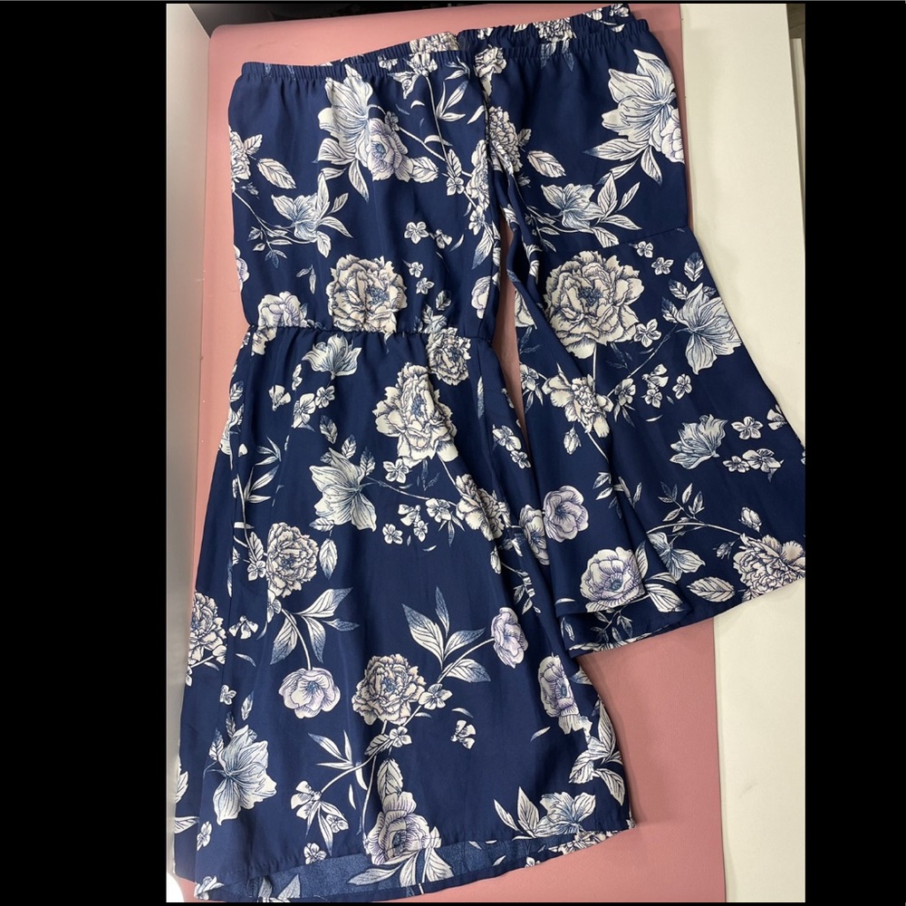 Navy Floral Bell Sleeve Romper